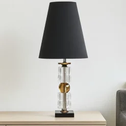 Lampade Da Tavolo-Selezionato da Mazzolaluce Lampada da tavolo in cristallo ambrato paralume nero