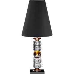 Lampade Da Tavolo-Selezionato da Mazzolaluce Lampada da tavolo in cristallo ambrato paralume nero