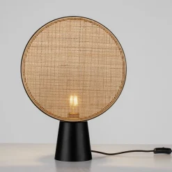 Lampade Da Tavolo-Selezionato da Mazzolaluce Lampada da tavolo in rattan naturale metallo nero