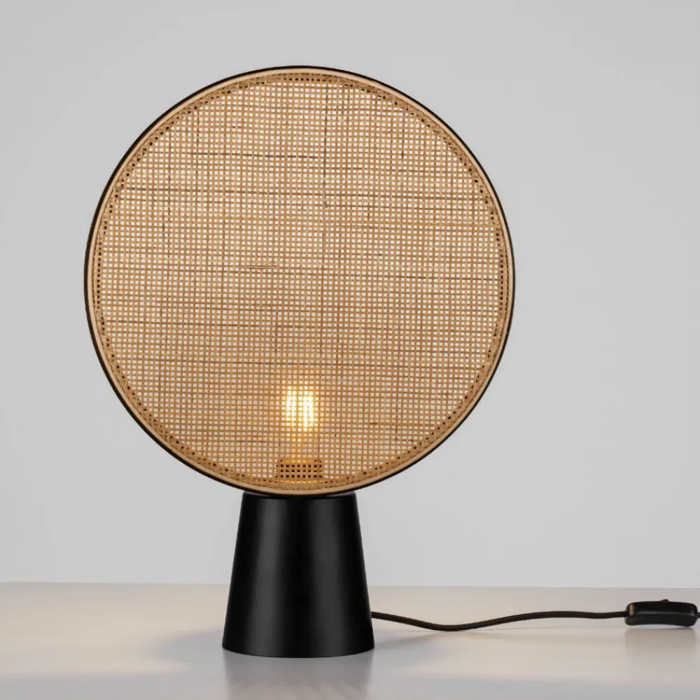 Lampade Da Tavolo-Selezionato da Mazzolaluce Lampada da tavolo in rattan naturale metallo nero