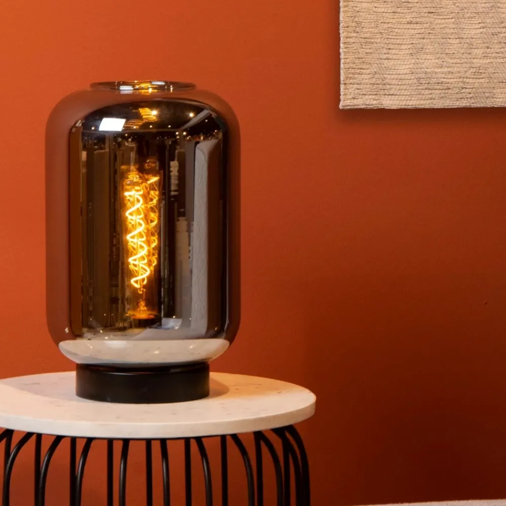 Lampade Da Tavolo-Selezionato da Mazzolaluce Lampada da tavolo in vetro fume trasparente per soggiorno