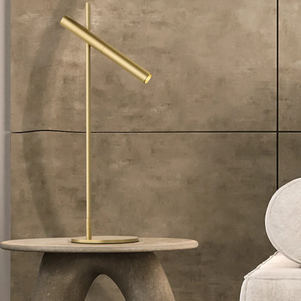 Lampade Da Tavolo-Perenz Illuminazione Lampada da tavolo led design moderna oro spazzolato sniper perenz