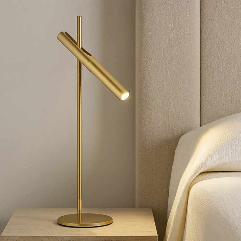 Lampade Da Tavolo-Perenz Illuminazione Lampada da tavolo led design moderna oro spazzolato sniper perenz