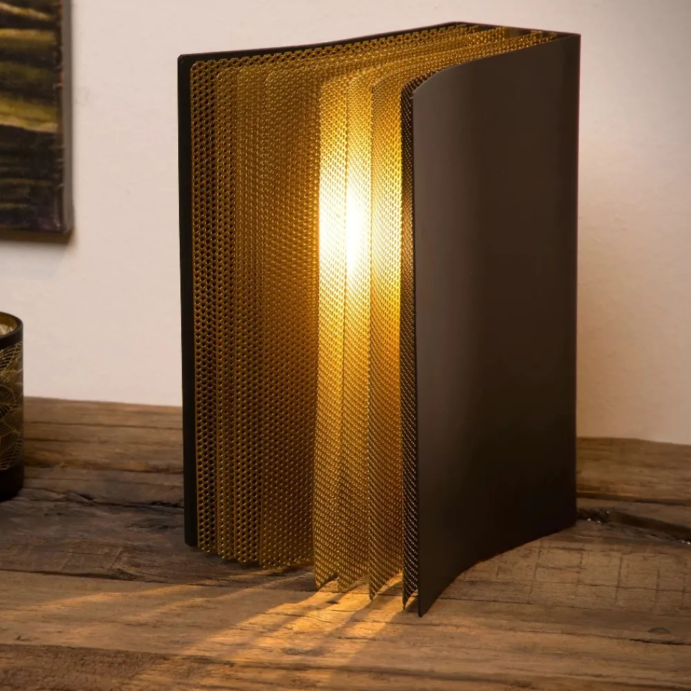 Lampade Da Tavolo-Selezionato da Mazzolaluce Lampada da tavolo libro di metallo nero oro