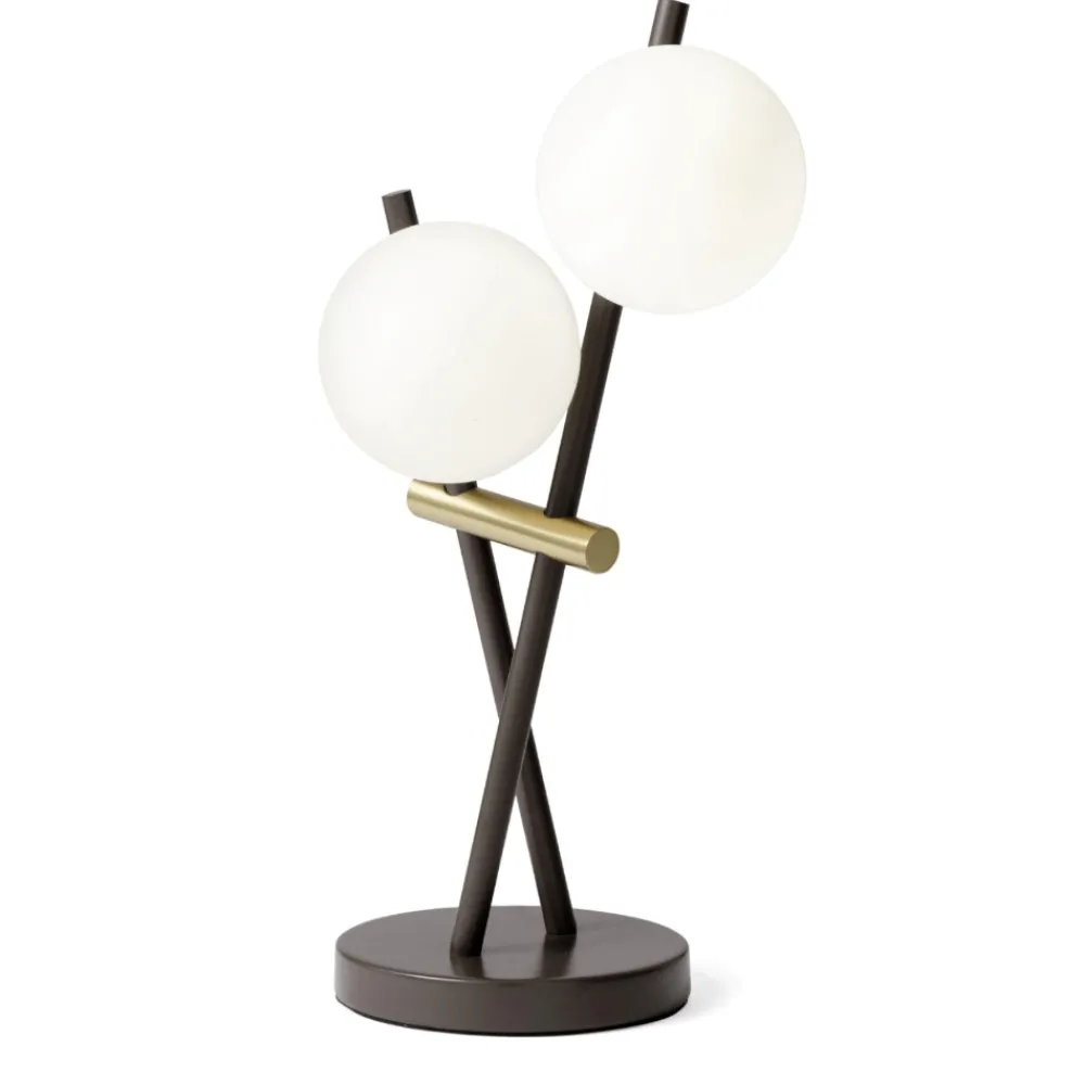 Lampade Da Tavolo-Miloox Lampada da tavolo kika due luci nera e oro moderna