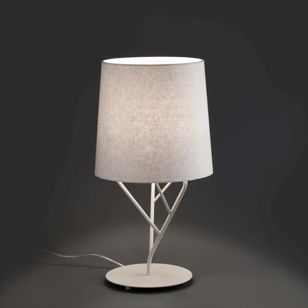 Lampade Da Tavolo-Selezionato da Mazzolaluce Lampada da tavolo moderna bianca paralume tessuto