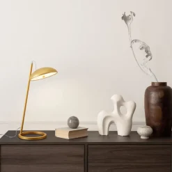 Lampade Da Tavolo-Selezionato da Mazzolaluce Lampada da tavolo moderna foglia oro led 3000k dimmerabile