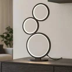 Lampade Da Tavolo-Selezionato da Mazzolaluce Lampada da tavolo moderna nera cerchi led 17w 3000k