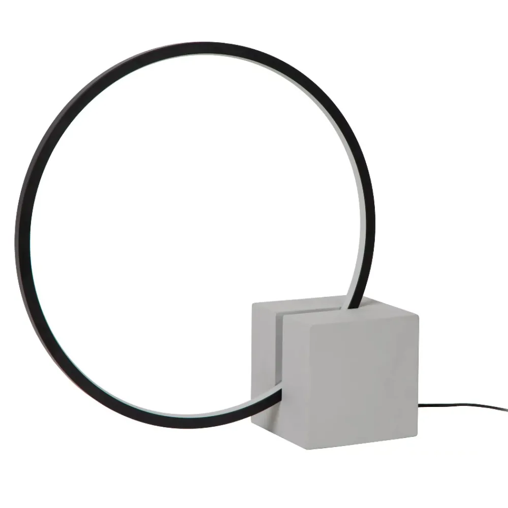 Lampade Da Tavolo-Selezionato da Mazzolaluce Lampada da tavolo nera design anello con base in cemento led