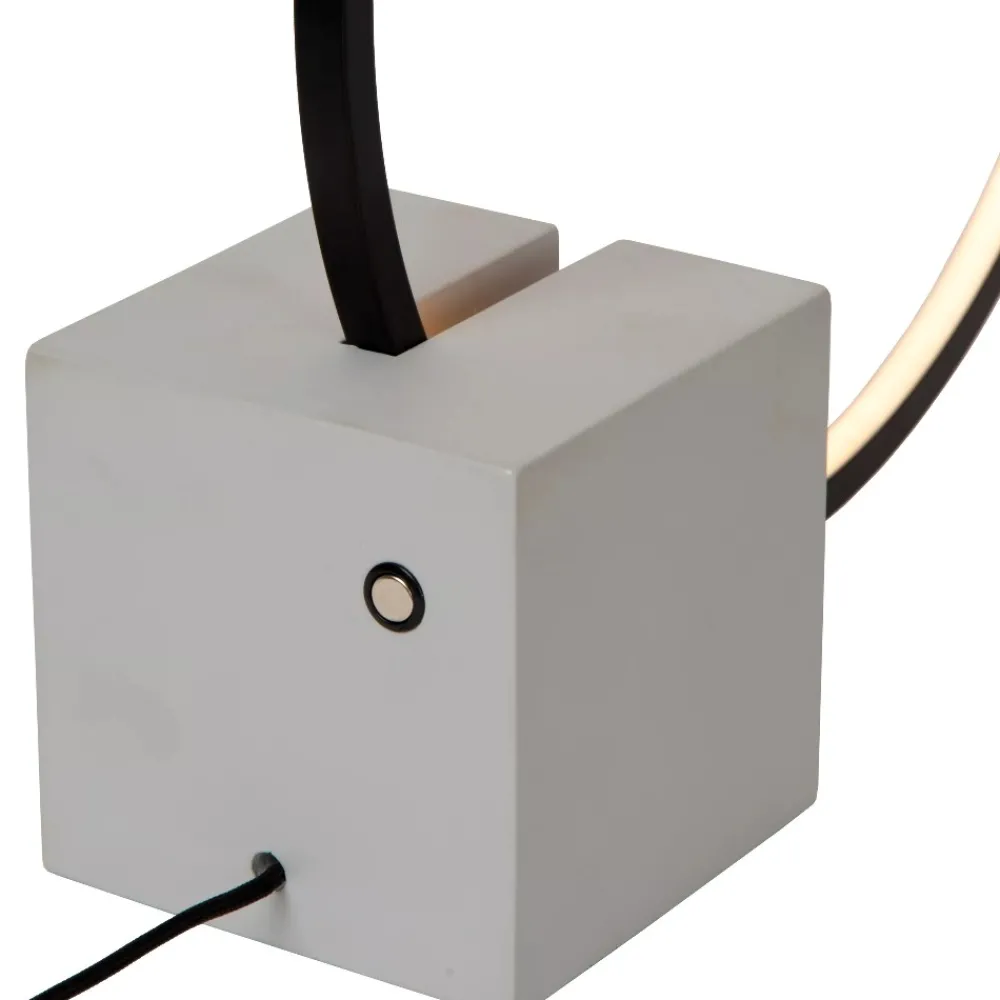 Lampade Da Tavolo-Selezionato da Mazzolaluce Lampada da tavolo nera design anello con base in cemento led