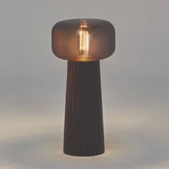 Lampade Da Tavolo-Selezionato da Mazzolaluce Lampada da tavolo nera design moderna sfera in vetro fume
