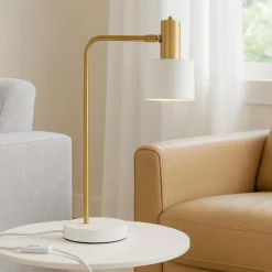 Lampade Da Tavolo-Selezionato da Mazzolaluce Lampada da tavolo orientabile oro bianco per soggiorno