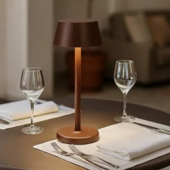 Lampade Da Tavolino Esterno-Ideal Lux Lampada da tavolo per esterno ip54 pure tl portatile corten led