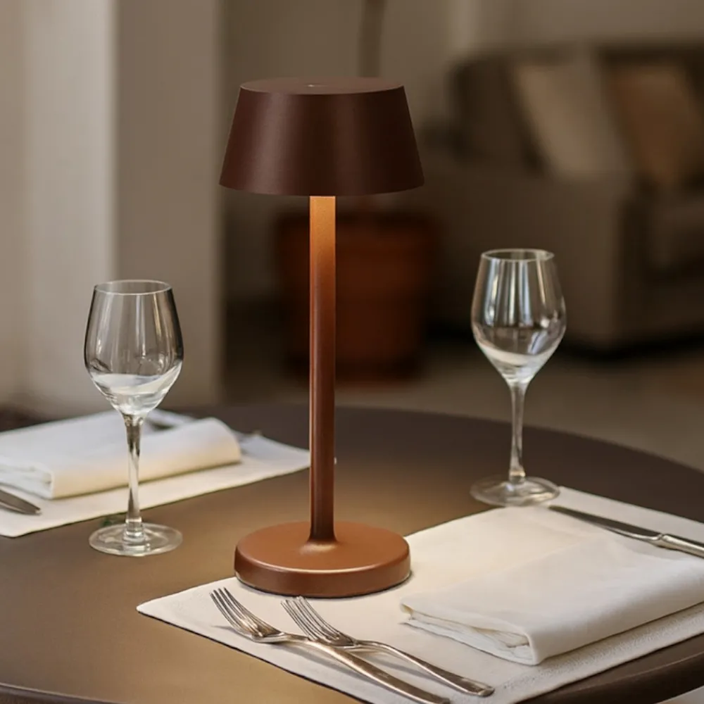 Lampade Da Tavolino Esterno-Ideal Lux Lampada da tavolo per esterno ip54 pure tl portatile corten led