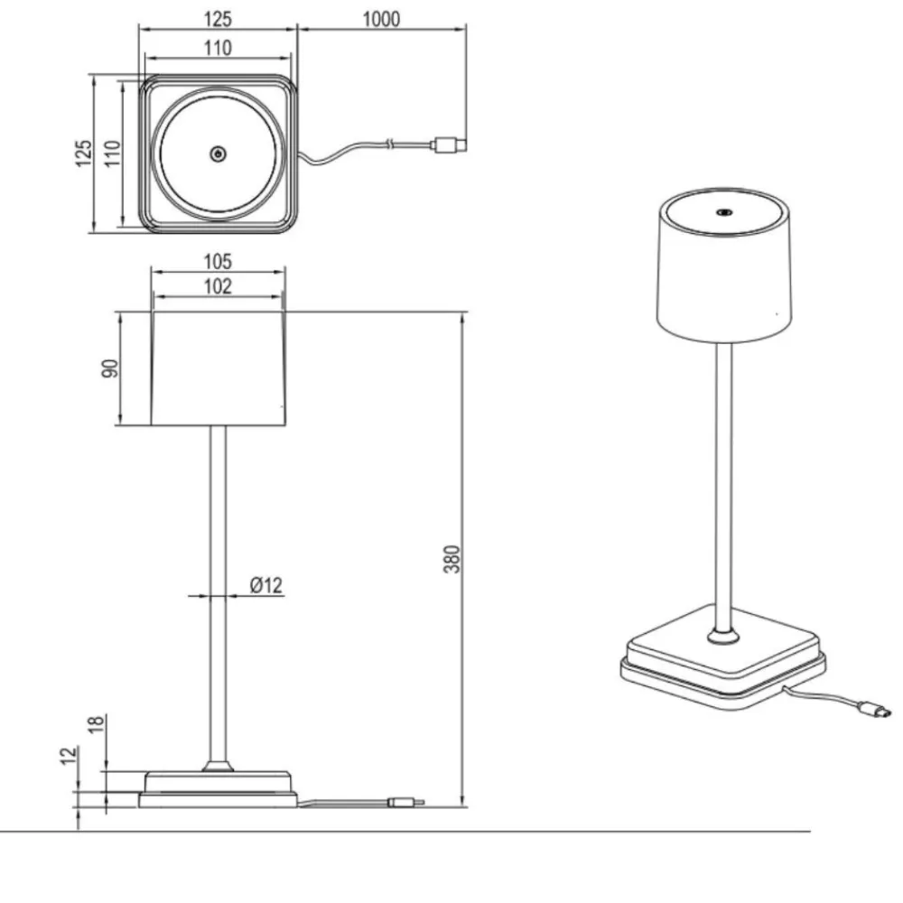 Lampade Da Tavolino Esterno-Selezionato da Mazzolaluce Lampada da tavolo per esterno senza fili bianca led ricaricabile