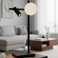 Lampade Da Tavolo-Selezionato da Mazzolaluce Lampada da tavolo per soggiorno nera doppia luce led 3200k oriantabile