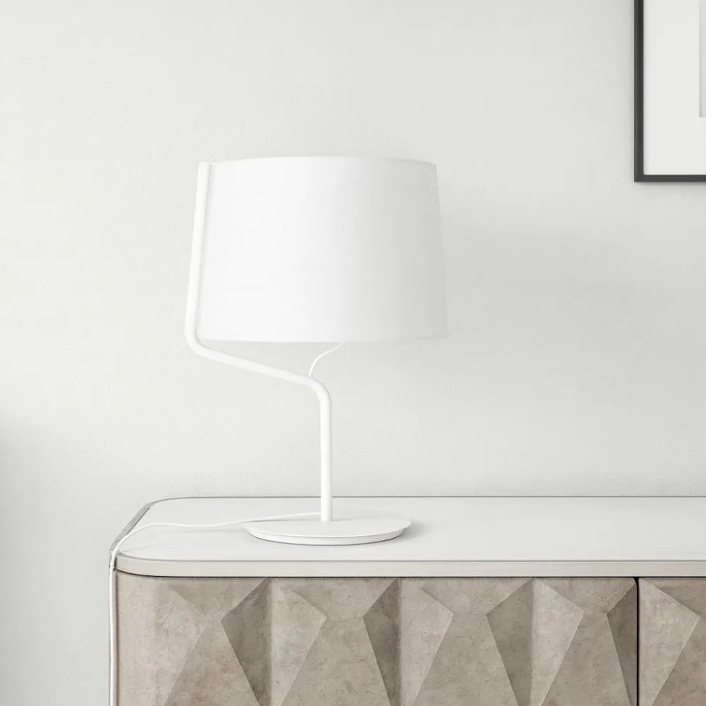 Lampade Da Tavolo-Selezionato da Mazzolaluce Lampada da tavolo per soggiorno moderno bianca paralume in tessuto