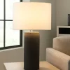 Lampade Da Tavolo-Selezionato da Mazzolaluce Lampada da tavolo per soggiorno nera e paralume bianco