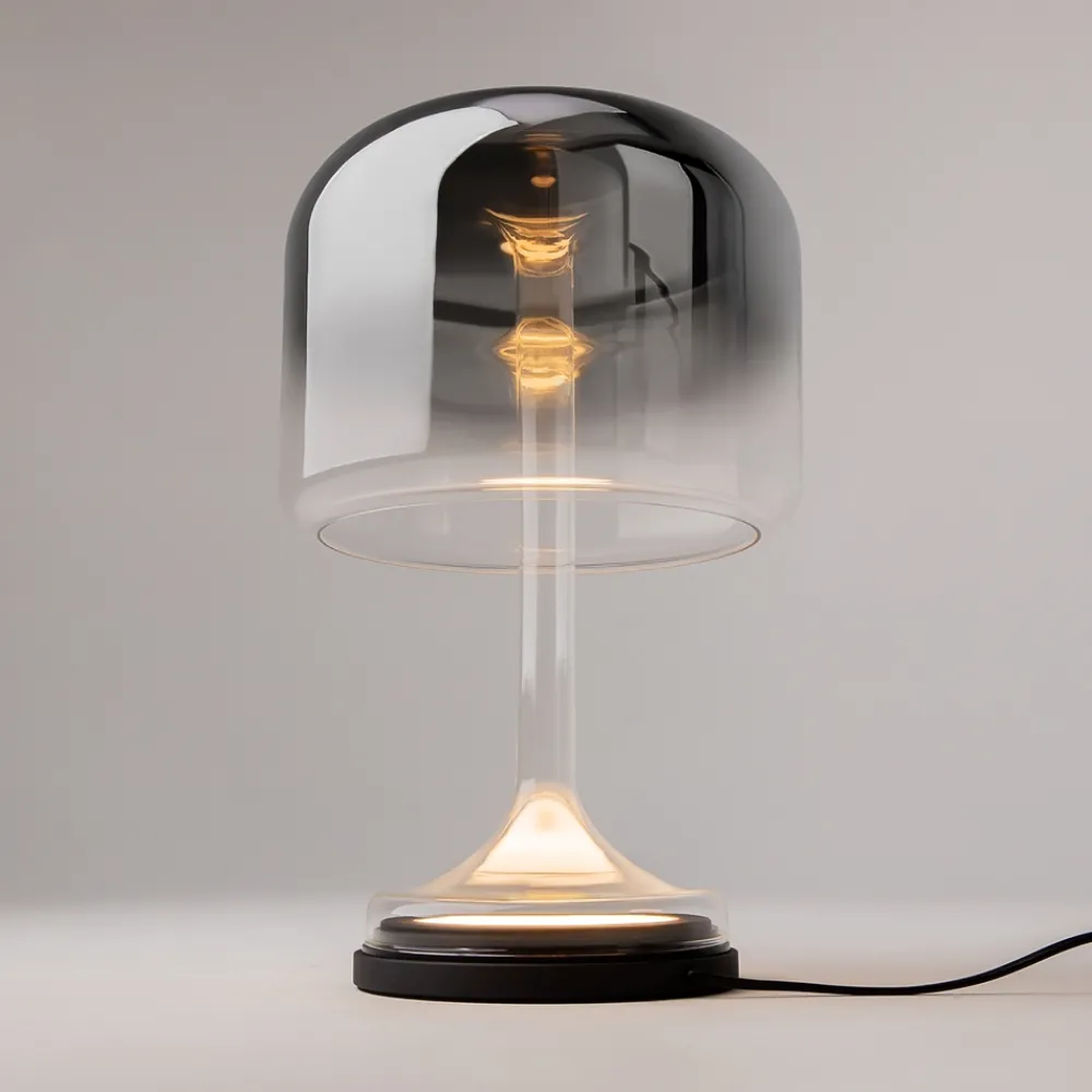 Lampade Da Tavolo-Maytoni Lampada da tavolo spirito vetro fume' nera led 18w 3000k dimmerabile