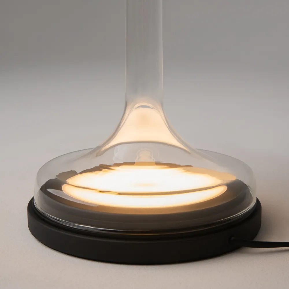 Lampade Da Tavolo-Maytoni Lampada da tavolo spirito vetro fume' nera led 18w 3000k dimmerabile