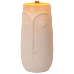 Lampade Da Tavolo-Selezionato da Mazzolaluce Lampada da tavolo volto in ceramica paralume in tessuto crema
