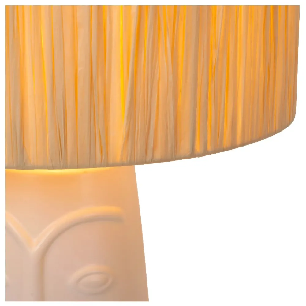 Lampade Da Tavolo-Selezionato da Mazzolaluce Lampada da tavolo volto in ceramica paralume in tessuto crema