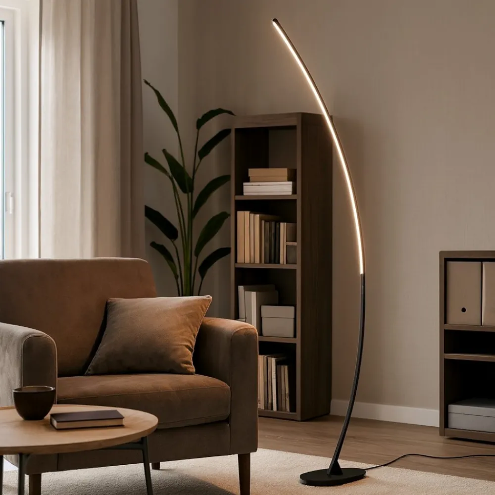 Lampade Da Terra-Selezionato da Mazzolaluce Lampada da terra ad arco nero design moderna led 11w 3000k