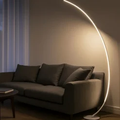 Lampade Da Terra-Gea Luce Lampada da terra bianca iole curva moderna led 30w 3000k
