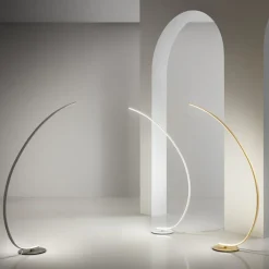 Lampade Da Terra-Gea Luce Lampada da terra bianca iole curva moderna led 30w 3000k