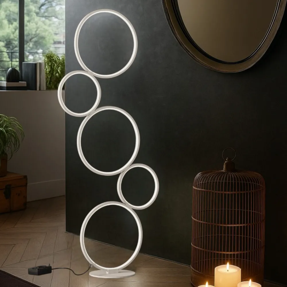 Lampade Da Terra-Selezionato da Mazzolaluce Lampada da terra bianca led 36w 3000k design cerchi
