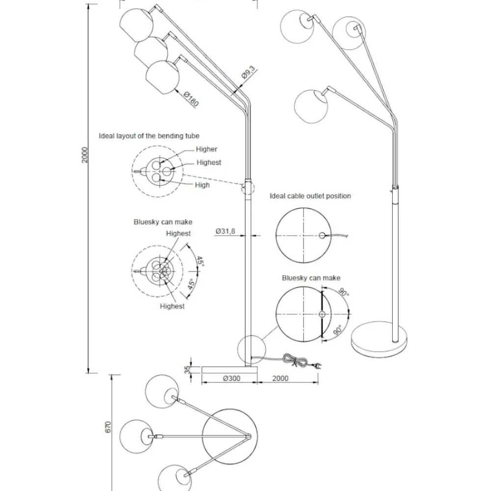Lampade Da Terra-Selezionato da Mazzolaluce Lampada da terra bocce vetro sfere cromo moderna