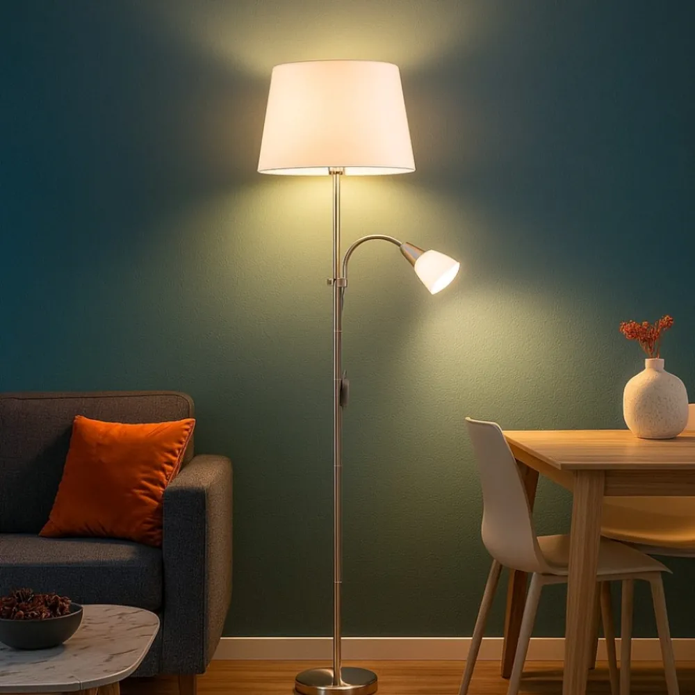 Lampade Da Terra-Eglo Lampada da terra braccio orientabile moderna conesa