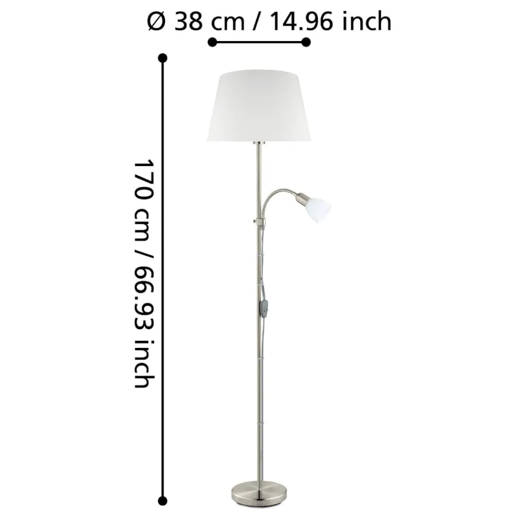 Lampade Da Terra-Eglo Lampada da terra braccio orientabile moderna conesa