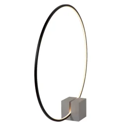 Lampade Da Terra-Selezionato da Mazzolaluce Lampada da terra cerchio nero led base di cemento design moderna