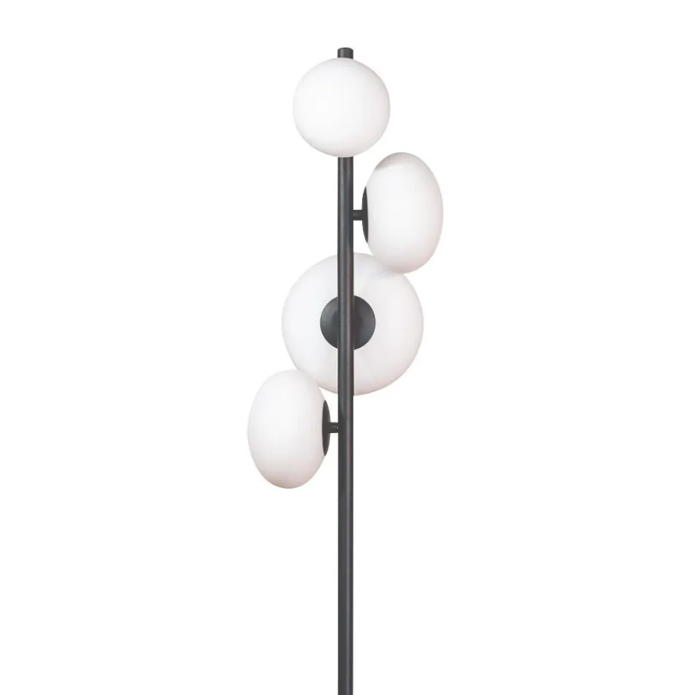 Lampade Da Terra-Selezionato da Mazzolaluce Lampada da terra contemporanea metallo nero vetro bianco
