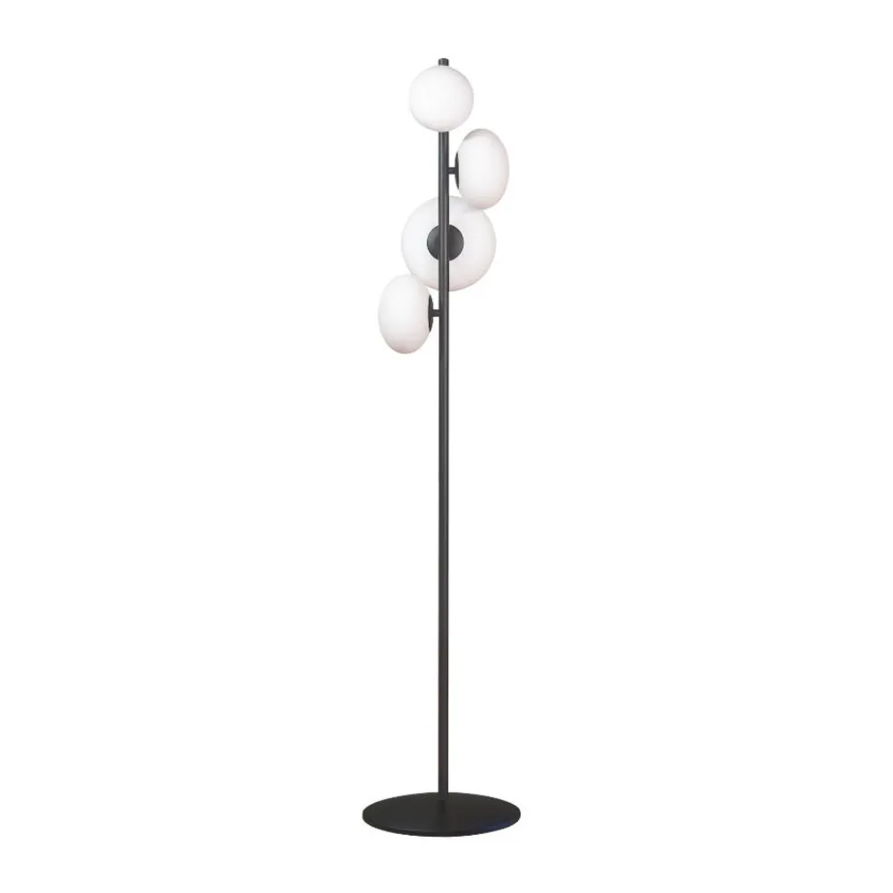 Lampade Da Terra-Selezionato da Mazzolaluce Lampada da terra contemporanea metallo nero vetro bianco