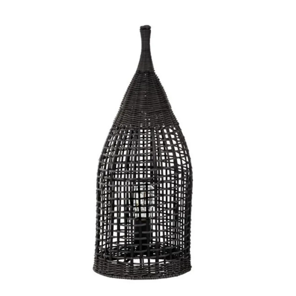 Lampade Da Terra-Selezionato da Mazzolaluce Lampada da terra contemporanea nera in rattan