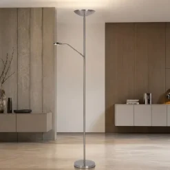 Lampade Da Terra-Selezionato da Mazzolaluce Lampada da terra cromata doppia luce led 20w 3000k dimmerabile
