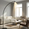 Lampade Da Terra-Selezionato da Mazzolaluce Lampada da terra curva design modera nera led da lettura h151 cm