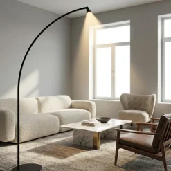 Lampade Da Terra-Selezionato da Mazzolaluce Lampada da terra curva design modera nera led da lettura h151 cm