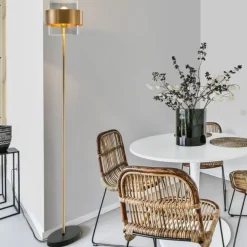 Lampade Da Terra-Selezionato da Mazzolaluce Lampada da terra design moderno paralume cilindrico vetro fume'