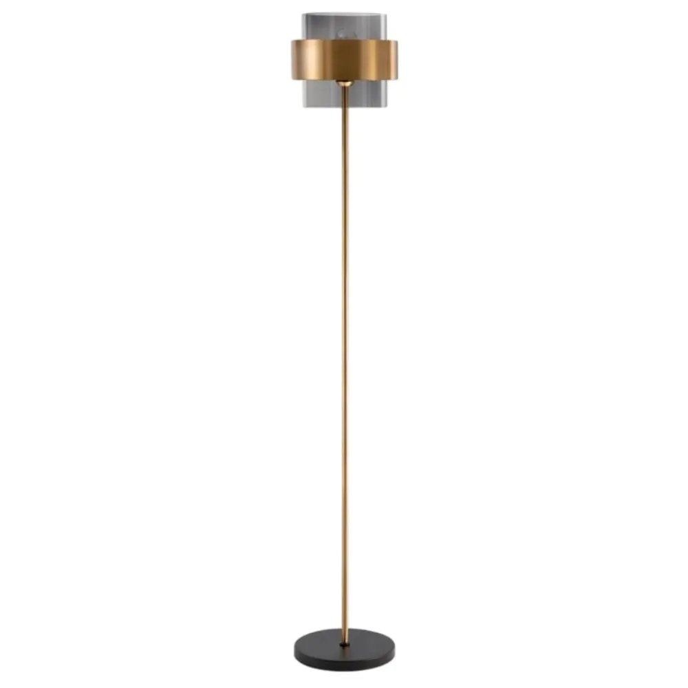 Lampade Da Terra-Selezionato da Mazzolaluce Lampada da terra design moderno paralume cilindrico vetro fume'