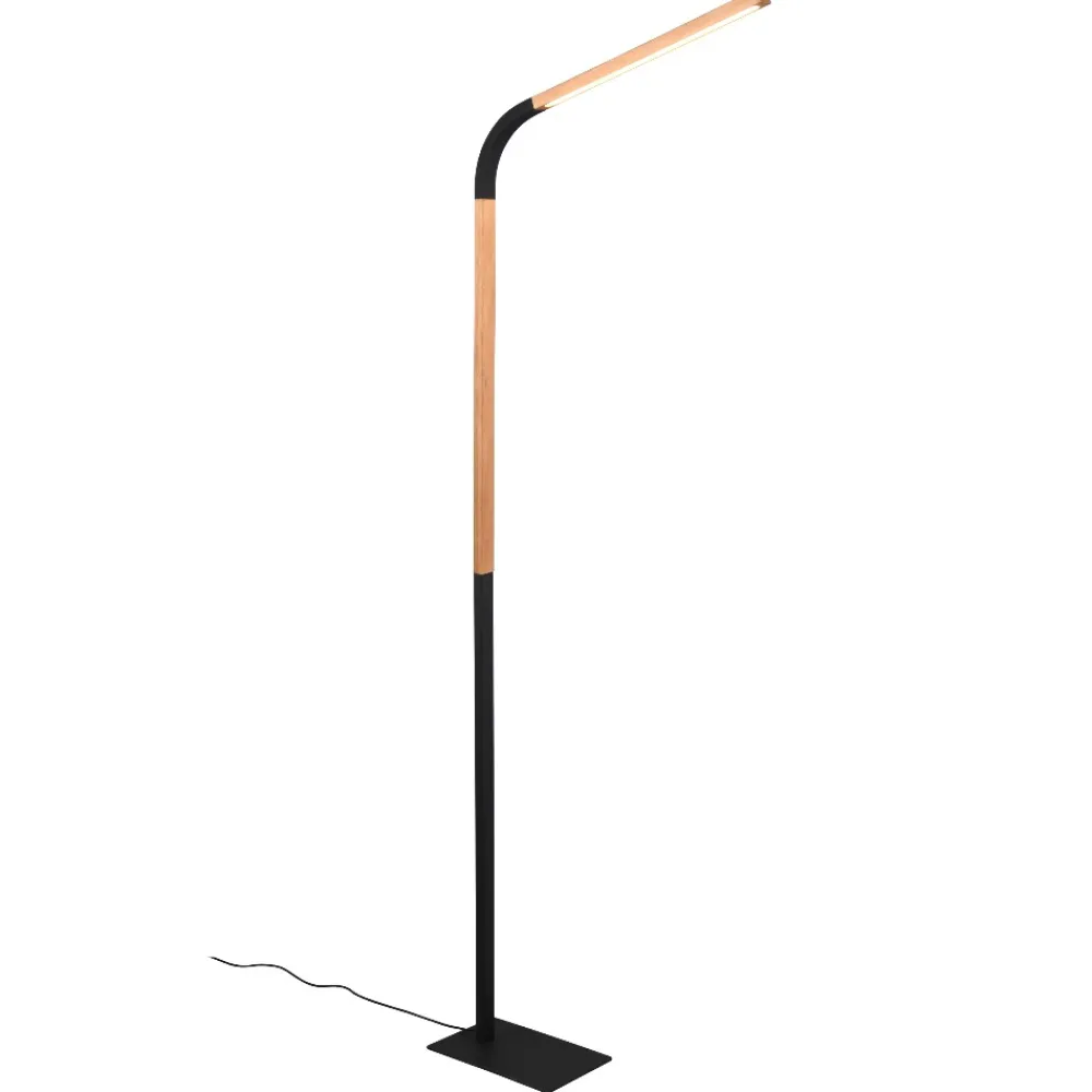 Lampade Da Terra-Selezionato da Mazzolaluce Lampada da terra di legno nero design moderna led orientabile