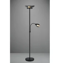 Lampade Da Terra-Selezionato da Mazzolaluce Lampada da terra doppia luce orientabile metallo nero e vetro fume