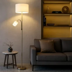 Lampade Da Terra-Selezionato da Mazzolaluce Lampada da terra due luci moderna orientabile colore oro