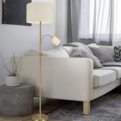 Lampade Da Terra-Selezionato da Mazzolaluce Lampada da terra due luci moderna orientabile colore oro