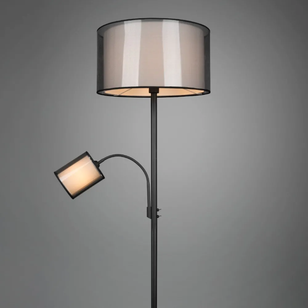 Lampade Da Terra-Selezionato da Mazzolaluce Lampada da terra due luci orientabile paralume in tessuto