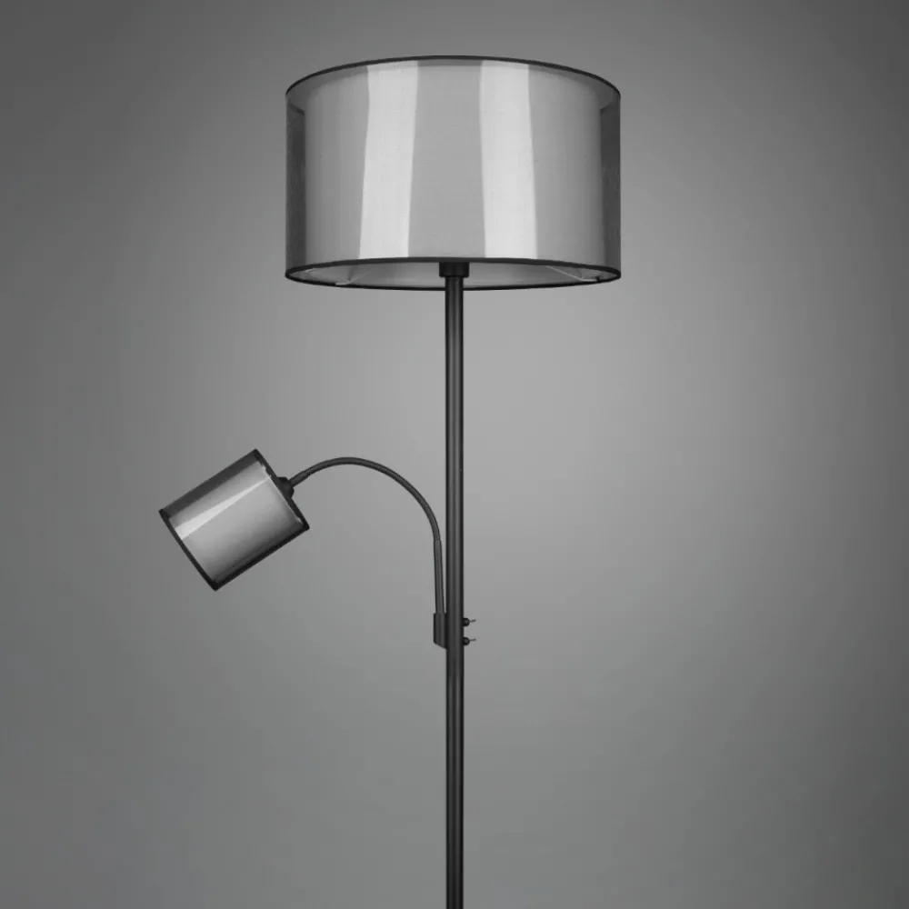 Lampade Da Terra-Selezionato da Mazzolaluce Lampada da terra due luci orientabile paralume in tessuto