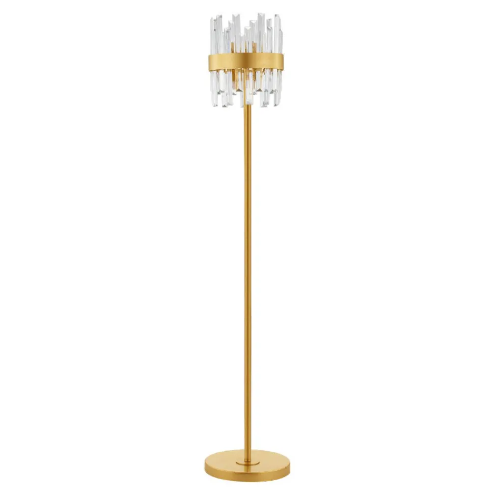 Lampade Da Terra-Selezionato da Mazzolaluce Lampada da terra elegante contemporanea in cristallo e finitura ottone