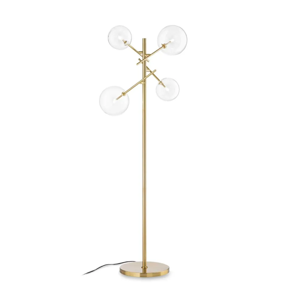Lampade Da Terra-Ideal Lux Lampada da terra equinoxe pt4 ottone sfere vetro